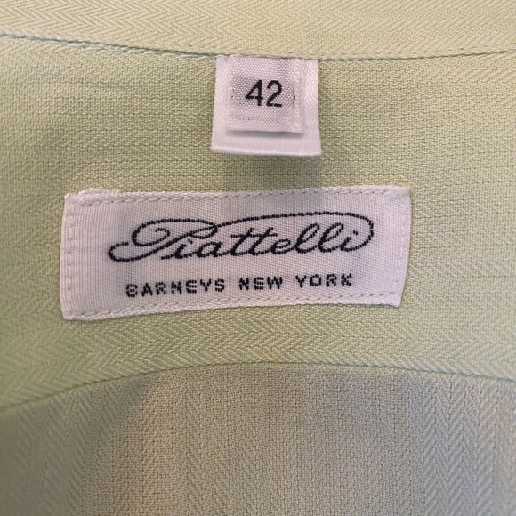 Piattelli Barney's New York Women's Green Herringbone Dress Shirt Size 42 L13 - Picture 4 of 4